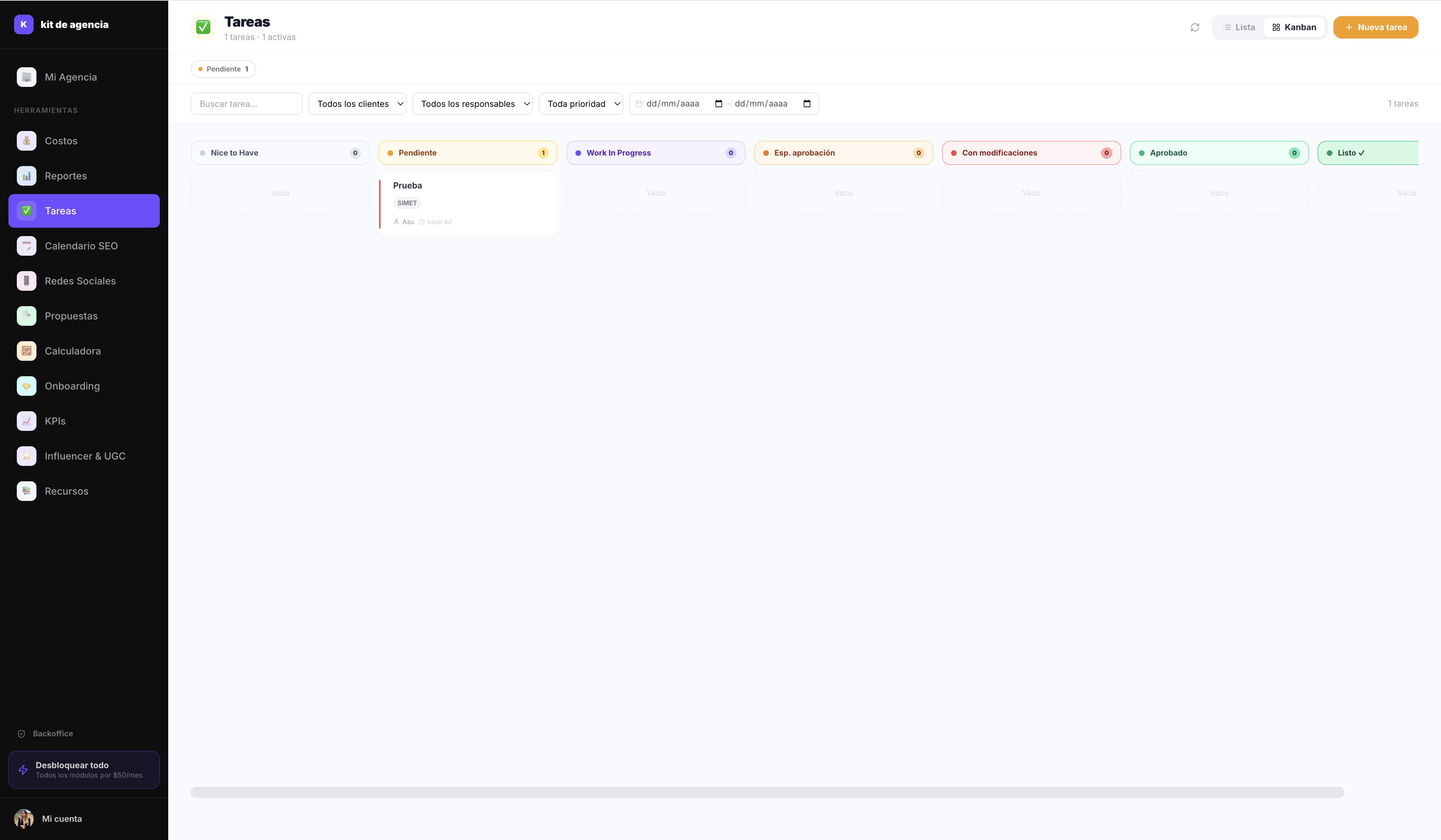 Centro de contenido OM Agency — Tareas y playbooks